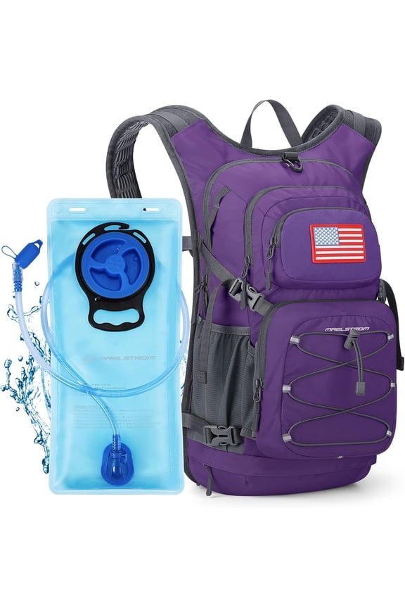 Hydration Backpack, Hiking Backpack with 2L/3L Water Bladder, High Flow Bite Valve Water Backpack Lightweight