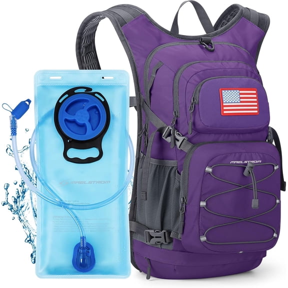 Maelstrom Hydration Backpack, Hiking Backpack with 2L/3L Water Bladder, High Flow Bite Valve Water Backpack Lightweight