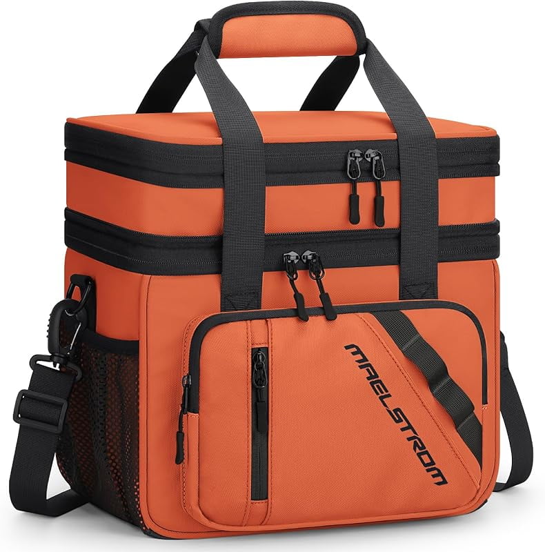 Maelstrom Lunch Box, 20L Insulated Lunch Bag for Men Women, Expandable Double Deck Leakproof Cooler Bag with 6 Pockets, Reusable Lunch Tote Bag for Work, Picnic