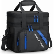 Maelstrom Lunch Box, 20L Insulated Lunch Bag for Men Women, Expandable Double Deck Leakproof Cooler Bag with 6 Pockets, Reusable Lunch Tote Bag for Work, Picnic