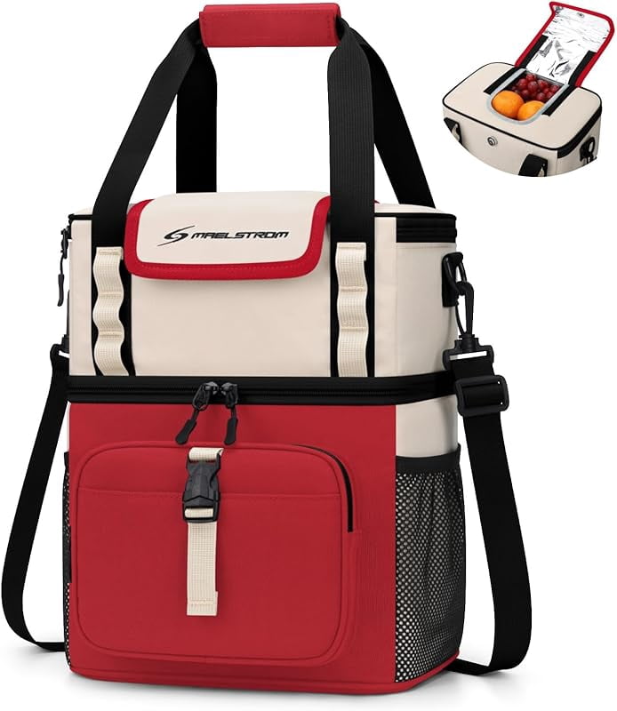 Maelstrom Lunch Box for Women, 20L Insulated Lunch Bag Men, Leakproof Double Deck Cooler Bag, Soft Lunch Cooler with Quick Access Flip-Top Lid for Work, Beach,Travel, Camping