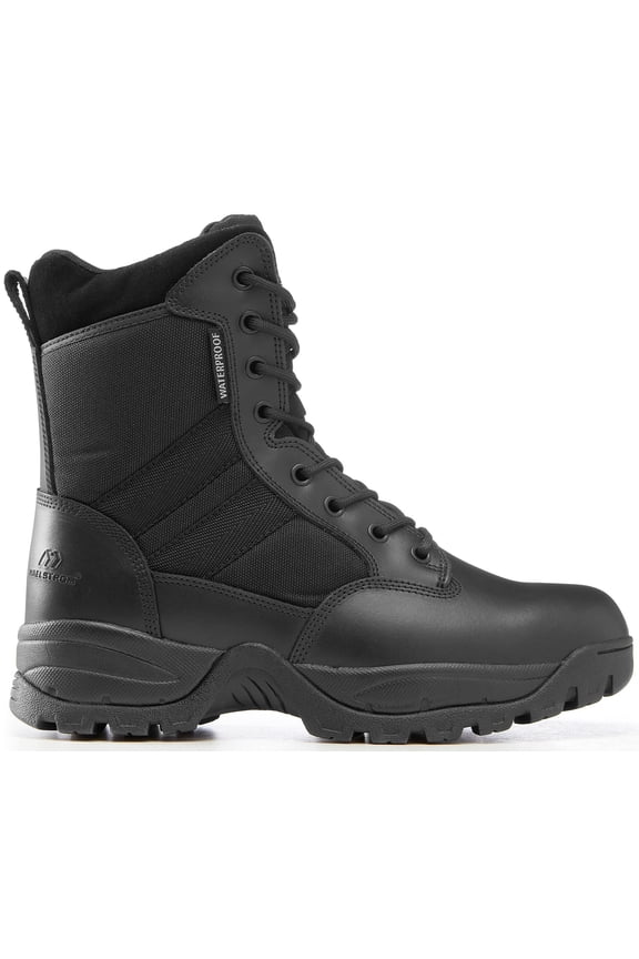Military Tactical Work Waterproof Boots with Side Zipper, Black, Size 11.5W