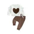 Maemukilabe Toddler Baby Girl Fall Outfits Heart Embroidery Ruffles