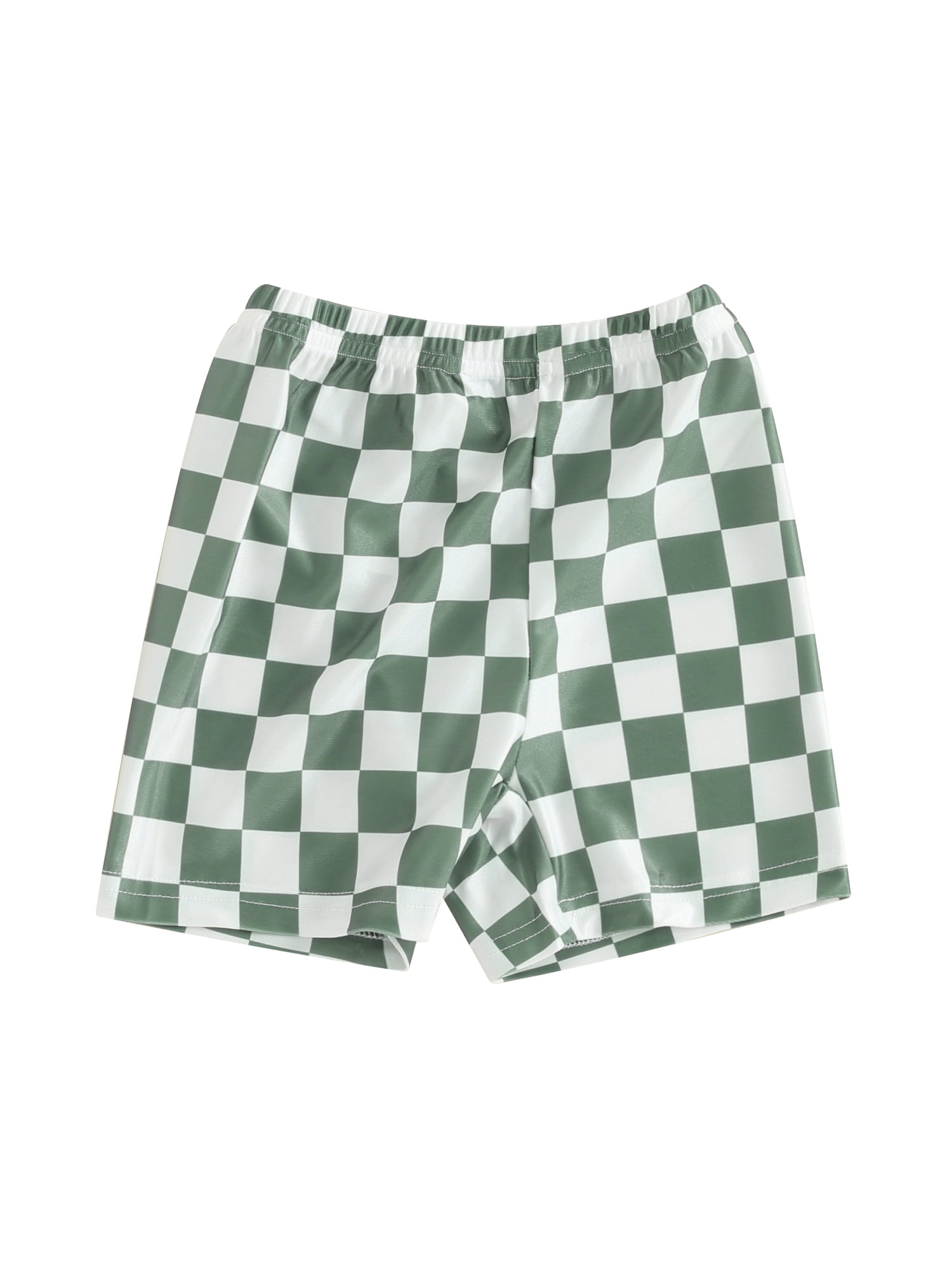 Maemukilabe Toddler Boys Checkerboard Swim Trunks Plaid Elastic Waist