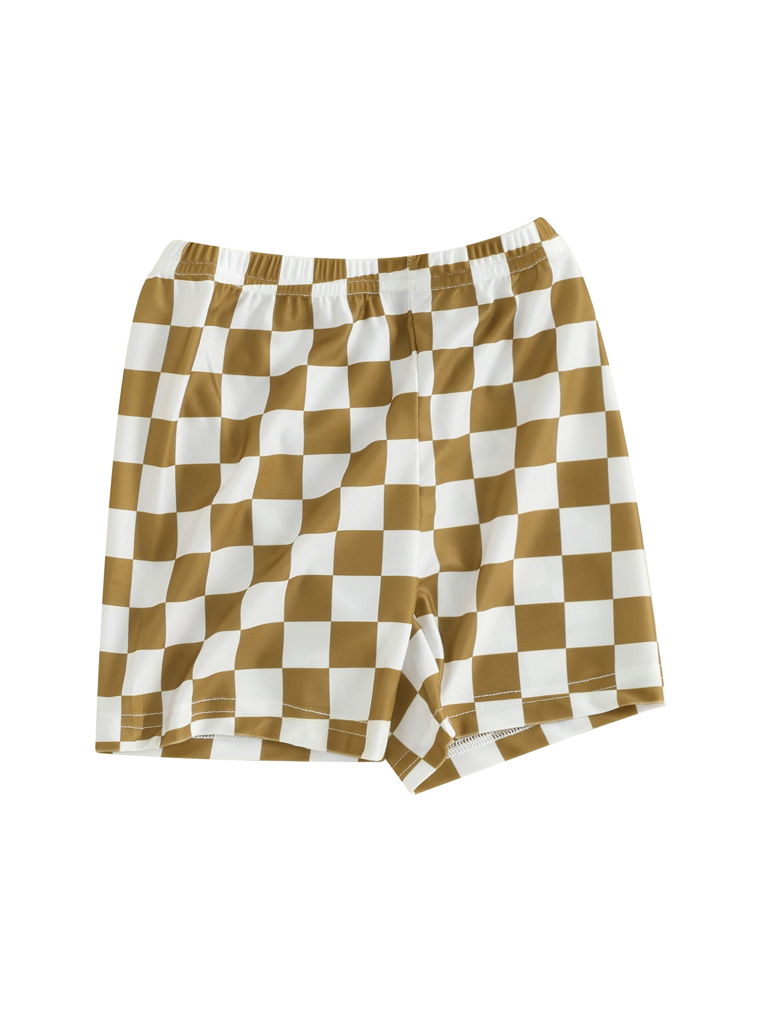Maemukilabe Toddler Boys Checkerboard Swim Trunks Plaid Elastic Waist