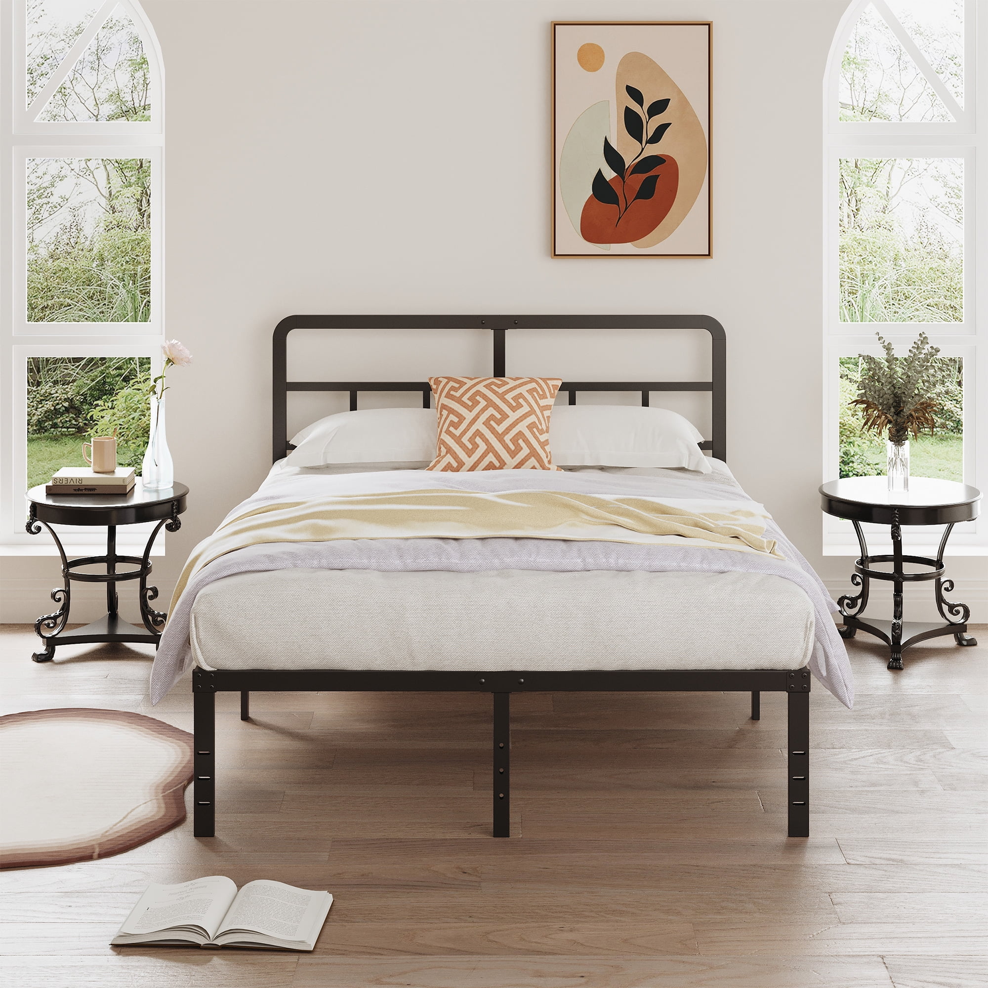 Maenizi 16 inch Full Size Bed Frame with Headboard No Box Spring Needed ...