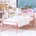 thumbnail image 1 of Maenizi 16 inch Tall Twin Bed Frames with Headboard and Footboard, Heavy Duty Metal Platform Bed Frame Twin No Box Spring Needed, Easy Assembly, Under Bed Storage, Noise Free, Pink, 1 of 7