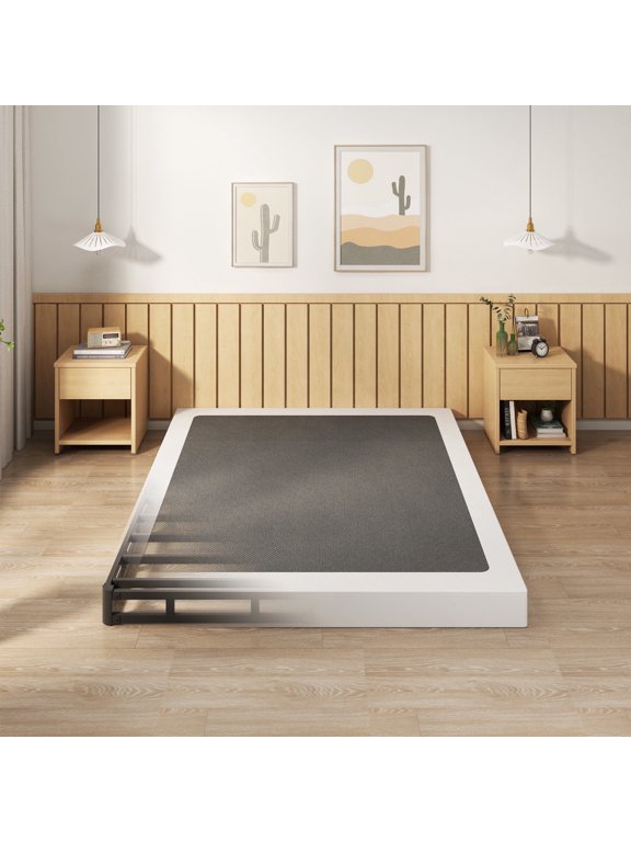 4 inch Full Size Box Spring Low Profile with Fabric Cover, Heavy Duty Metal, Easy Assembly, Noise Free, Black