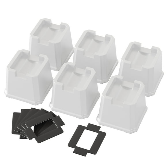 Maenizi 6 Pack Bed Risers 3 Inch Heavy Duty Bed Elevators Lifts Fits to Wheels of Furniture, Sofa, Table and Couch, White