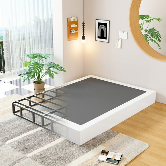 Maenizi King Box Spring 9 Inch, Heavy Duty Metal Box Spring Bed Base with Fabric Cover, Mattress Foundation, Easy Assembly, Noise Free, Black