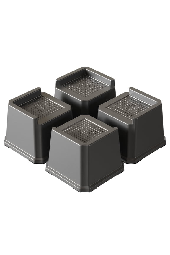 Bed Risers 3 Inch Heavy Duty 4 Pack L-shaped Bed Furniture Elevators 1,500 lbs Lifts Up Riser for Sofa and Table, Black