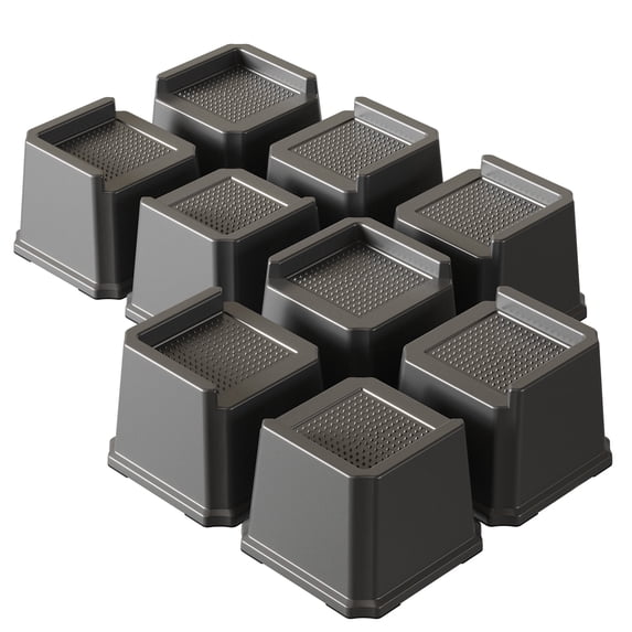 Maenizi Bed Risers 3 Inch Heavy Duty 9 Pack L-shaped Bed Furniture Elevators 1,500 lbs Lifts Up Riser for Sofa and Table, Black