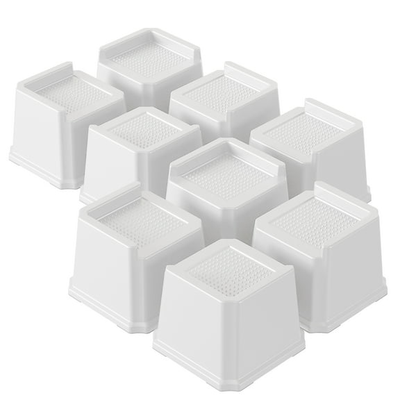 Maenizi Bed Risers 3 Inch Heavy Duty 9 Pack L-shaped Bed Furniture Elevators 1,500 lbs Lifts Up Riser for Sofa and Table, White