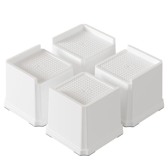 Maenizi Bed Risers 4 inch Heavy Duty L Shaped Furniture Risers for Sofas, Chair Risers Sofa Risers Table Risers Set of 4 Pack, White