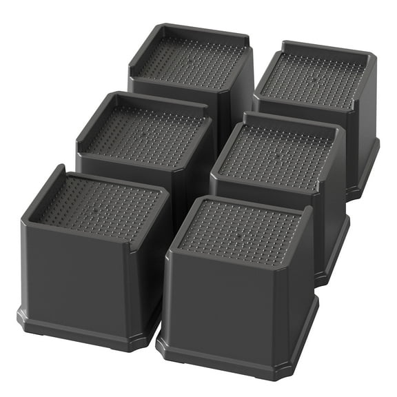 Maenizi Bed Risers 4 inch Heavy Duty L Shaped Furniture Risers for Sofas, Chair Risers Sofa Risers Table Risers Set of 6 Pack, Black