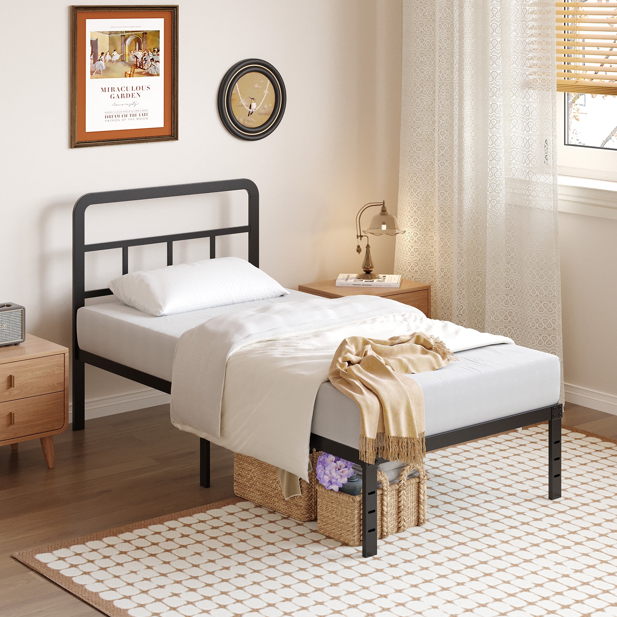 Maenizi Metal Platform Twin Bed Frame, 14 inch, Heavy Duty Steel