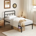 thumbnail image 1 of Maenizi Metal Platform Twin Bed Frames with Headboard, 14 inch No Box Spring Needed Heavy Duty Steel Slat Mattress Foundation/Easy Assembly/Noise Free/Black, 1 of 6