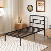 Maenizi Twin XL Bed Frames with Headboard, 12 inch Twin XL Metal Bed Frame No Box Spring Needed, Heavy Duty Metal Slats, Noise Free, Easy Assemble, Black