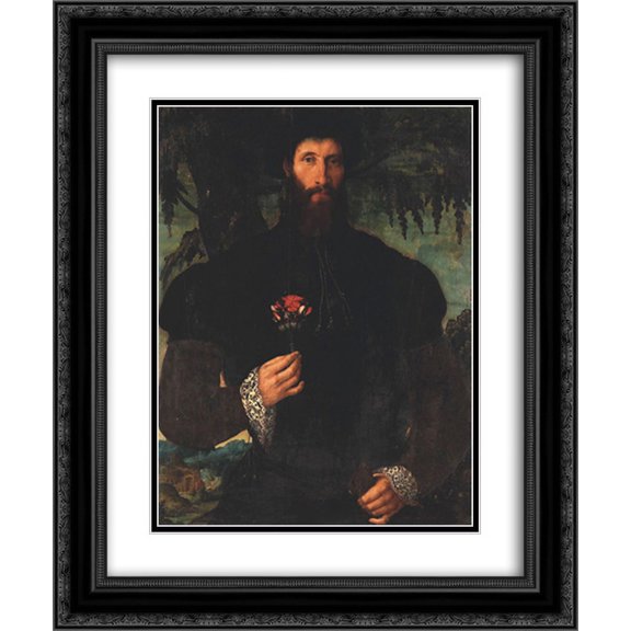 Maerten van Heemskerck 2x Matted 20x24 Black Ornate Framed Art Print 'Self-portrait'