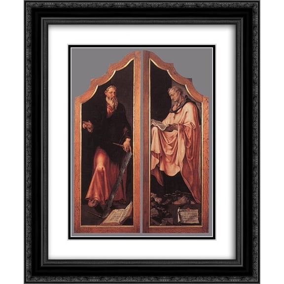 Maerten van Heemskerck 2x Matted 20x24 Black Ornate Framed Art Print 'Triptych of the Entombment (closed)'
