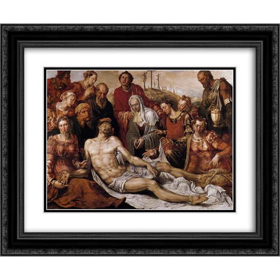 Maerten van Heemskerck 2x Matted 24x20 Black Ornate Framed Art Print 'Lamentation on the Dead Christ'