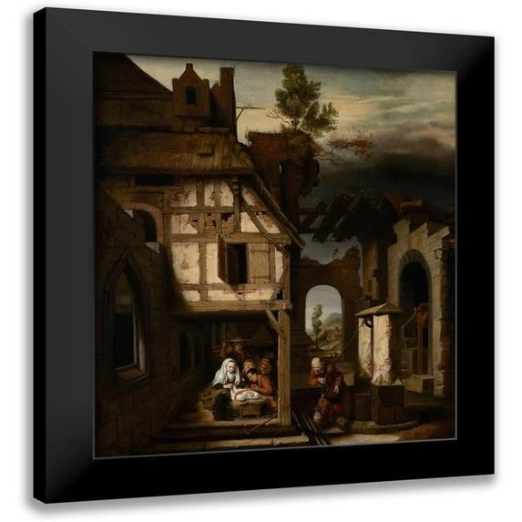 Maes, Nicolaes 15x17 Black Modern Framed Museum Art Print Titled - Adoration of the Shepherds