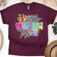 thumbnail image 1 of Maestra Pop Art Teacher T-Shirt, Retro Colorful Graphic Tee for Bilingual Educators, Maroon, Size 2XL, 1 of 6