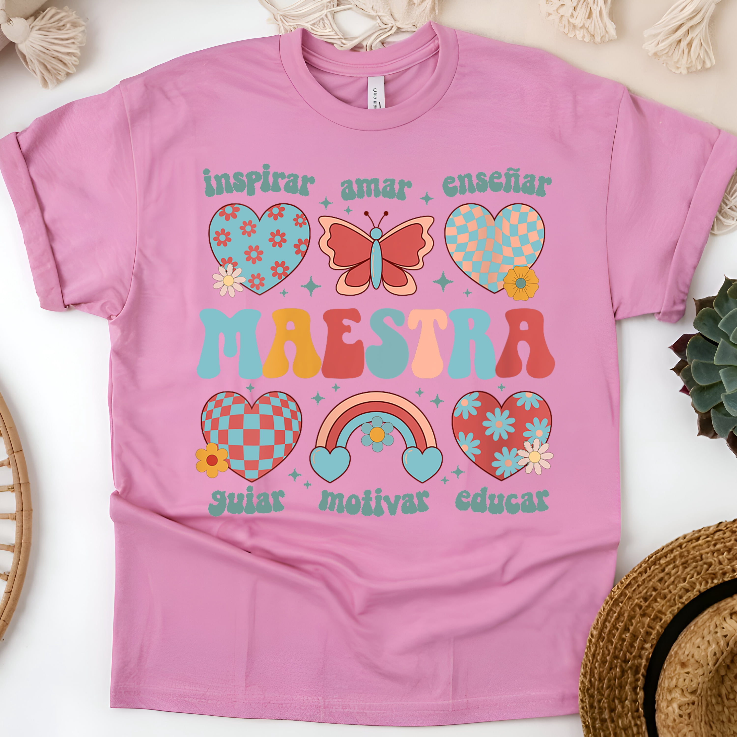 Maestra Spanish Teacher T-Shirt, Inspire Love Teach Motivate Design ...