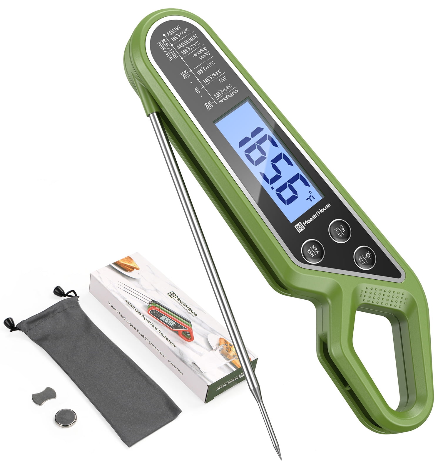 Maestri House Instant Read Meat Thermometer, Digital Waterproof