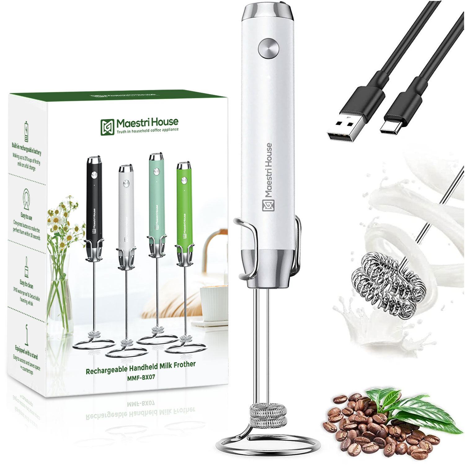 Hot Drinks Milk Coffee Frother Handheld Foamer Whisk Mixer Stirrer