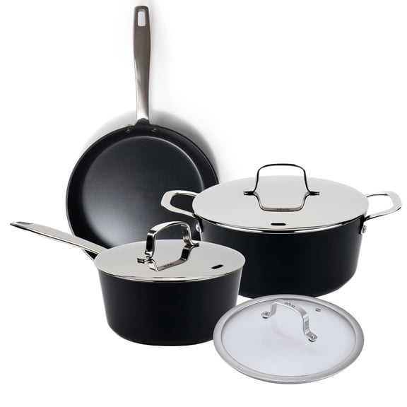 Alva Maestro Cookware Set 6-Piece Set - Nonstick Ceramic Pans and Pots - Oven Safe, Easy to Clean and Made without Harmful Chemicals - Induction & All Stovetop Compatible with Even Heat Distribution