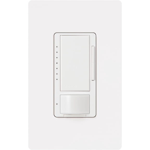 Maestro LED+ Motion Sensor/Dimmer Switch with Wallplate | 150W LED | Single Pole/Multi-Location | MSWCL-OP153M-WH | White