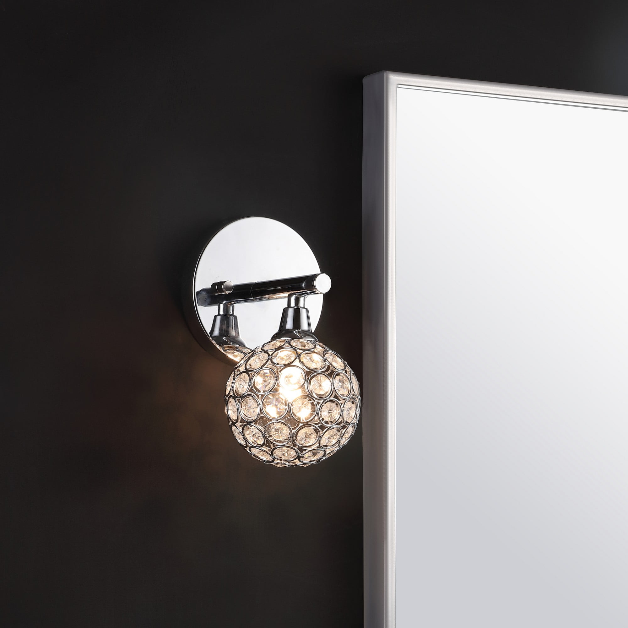 Maeve 4.75" Chrome Polished Globe Vanity Light with Crystal Prisms