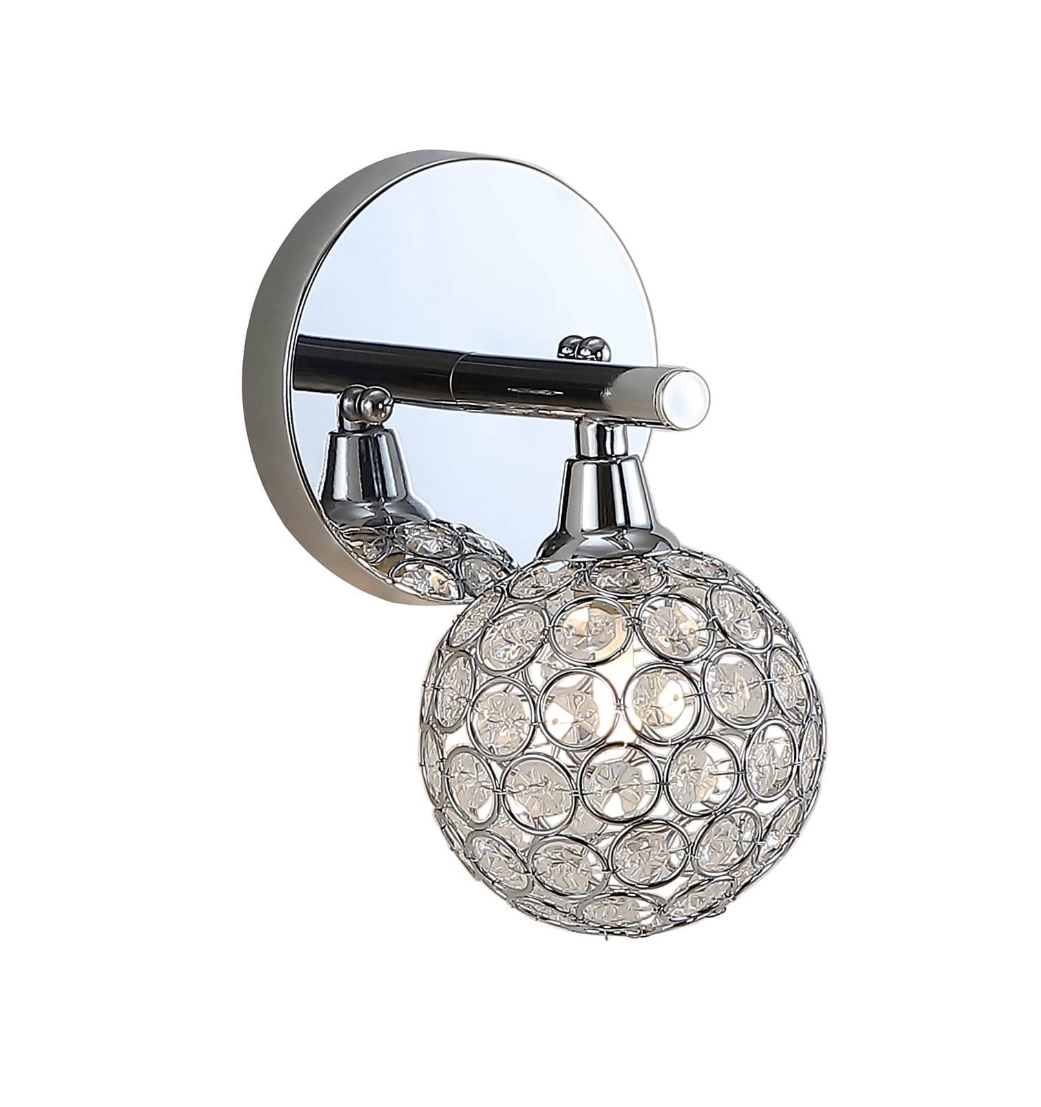 Maeve 4.75" Chrome Polished Globe Vanity Light with Crystal Prisms