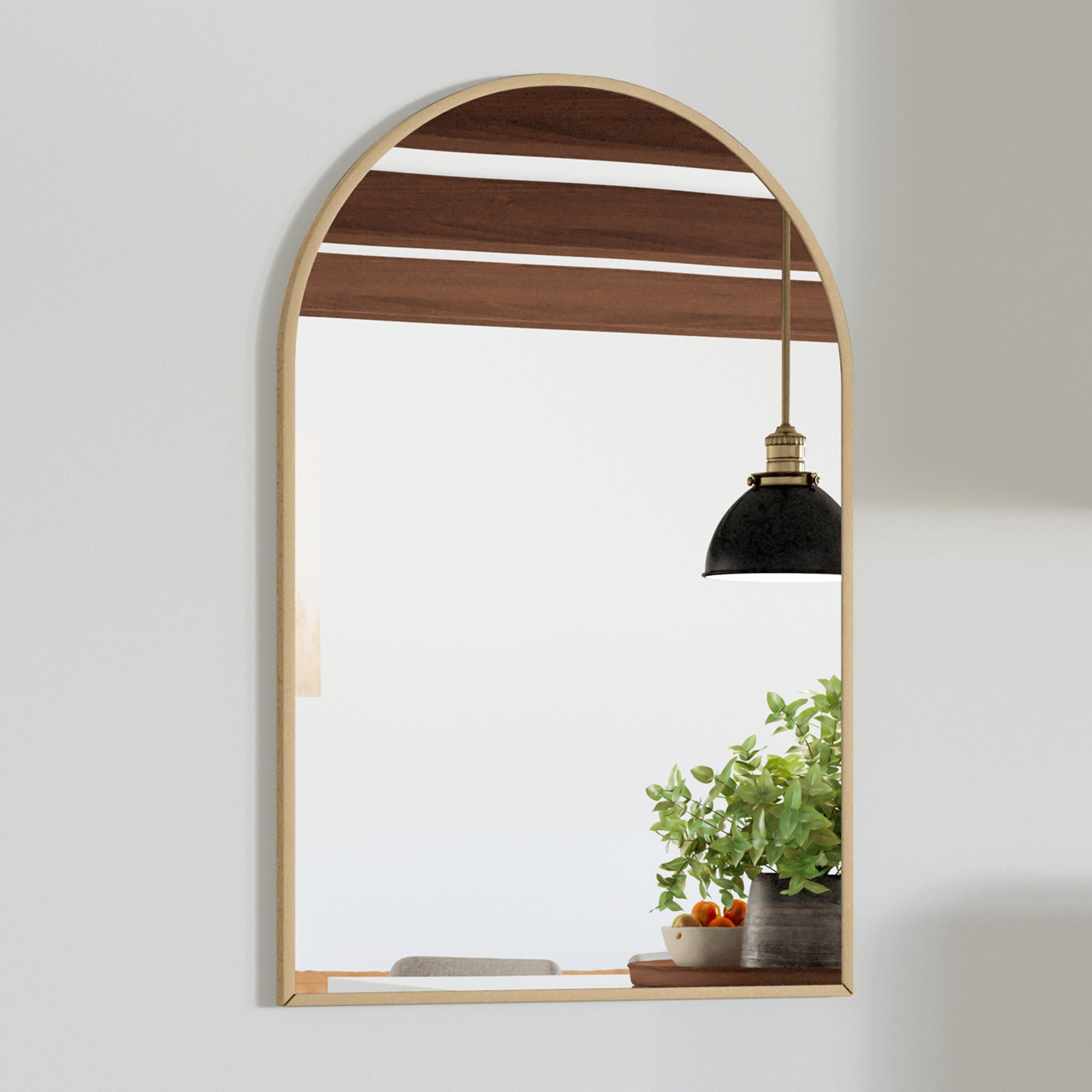 Maeve 30-Inch Gold Arched Wall Mirror with MDF Backing