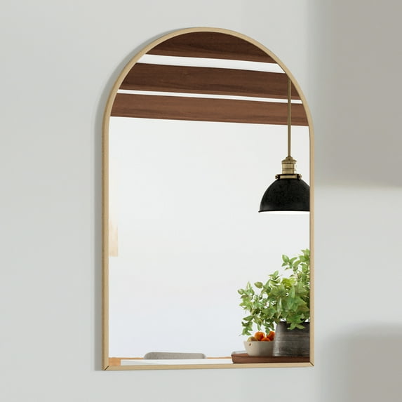 Design House Maeve Arched Wall Accent Mirror with Gold Frame, 36" x 24"