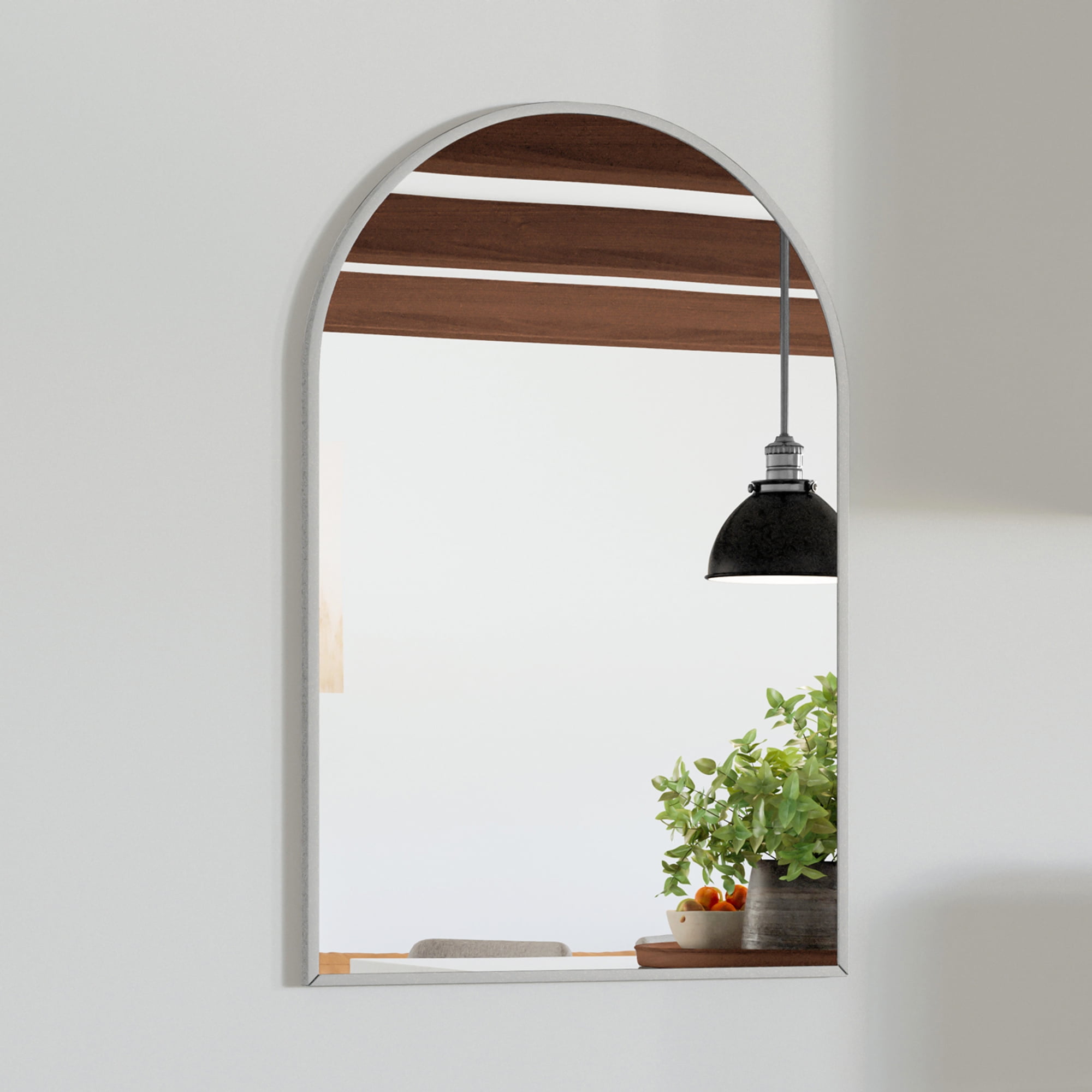 Maeve 36" x 24" Silver Arched Wall Mirror with Metal Frame