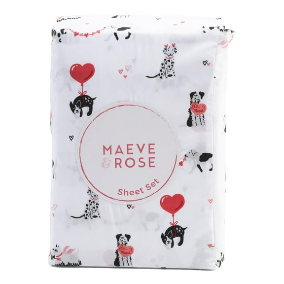 Maeve & Rose Polyester Sheet Set Pups in Love, Queen