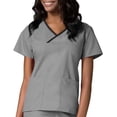 thumbnail image 1 of Maevn Core Contrast Y-Neck Mock Wrap Scrub Top [XXS - 5XL, FREE SHIPPING], 1 of 2