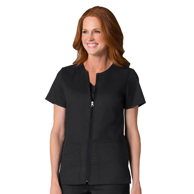 Maevn EON Back Mesh Panel Short Sleeve Zip Front Scrub Jacket