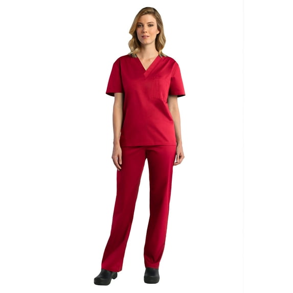 Maevn Red Panda Unisex V-Neck Scrub Top & Unisex Basic Scrub Pant Set