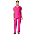 thumbnail image 1 of Maevn Red Panda Women's Curved Mock Wrap Top & Full Elastic Cargo Pant Scrub Set, 1 of 5