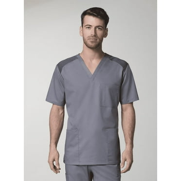 Maevn Uniforms Men's V-Neck Mesh Panel Solid Scrub Top