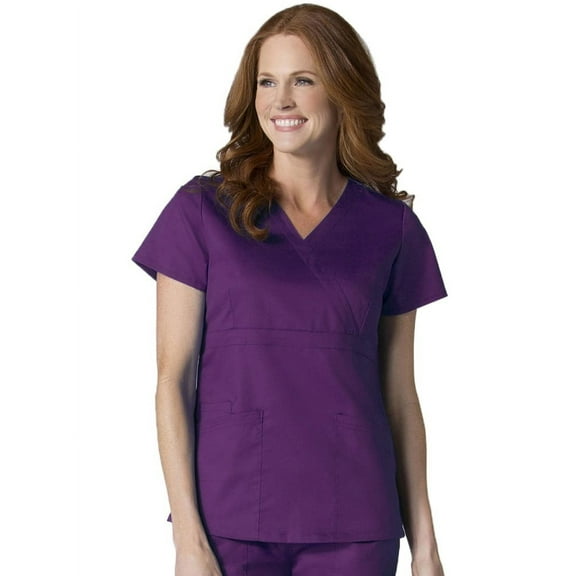 "Maevn Womens EON Back Mesh Panel Mock Wrap TopEgg Plant, XS"