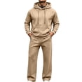 thumbnail image 1 of Mafeati Men's 2 Piece Tracksuits Casual Sweatsuits Long Sleeve Hoodies with Pocket Fleece Lined Lounge Sets, Khaki, M, 1 of 7