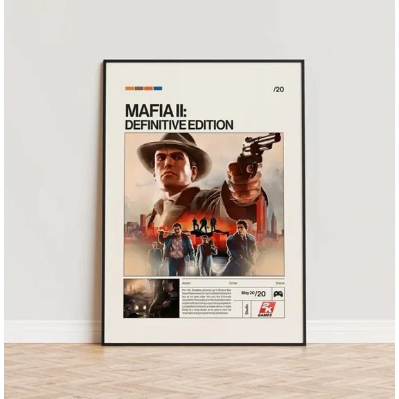 Mafia 2 Definitive Edition Poster Video Game Poster Minimalist Game Print Home Decor Office Wall Art