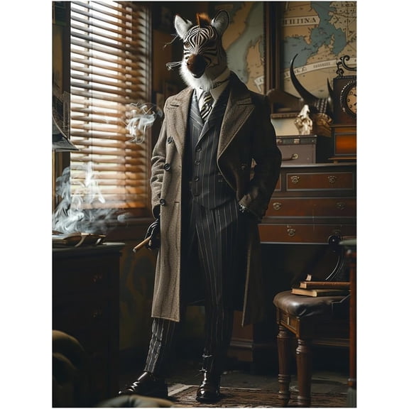 Mafia Zebra Poster Canvas Wall Art Prints Humor and Cute House Decoration Aesthetic Suitable for Living Room and Bedroom Wall Decor (12x16 Inches Unframed)