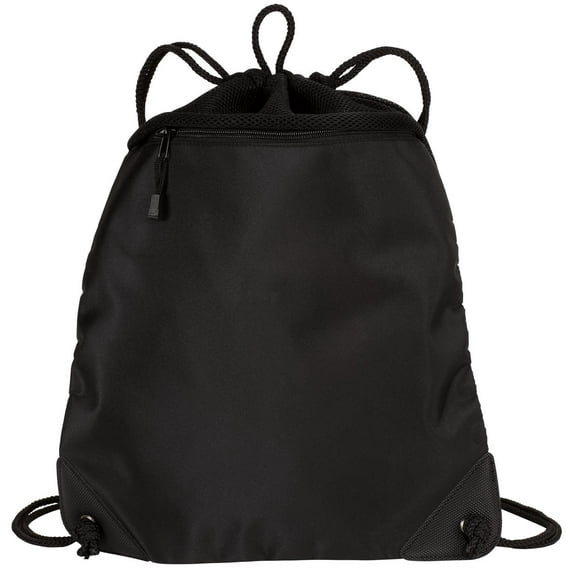Mafoose Black Drawcord Zipper Cinch Pack with Mesh Trim Black