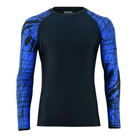 Mafoose Compression Long Sleeve Shirts Rash Guard Athletic T-Shirt for Sports Blue 3XL