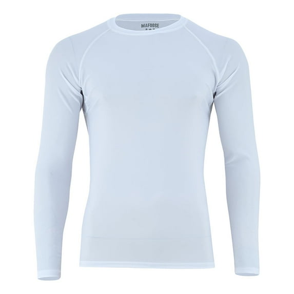 Mafoose Compression Long Sleeve Shirts Rash Guard Athletic T-Shirt for Sports White M
